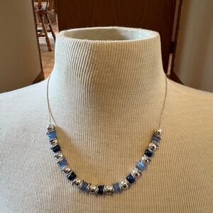 Silver and Blue Beaded Necklace